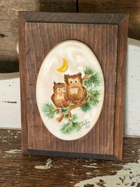 Hand Painted Owl Wall Plaque Decorative Wooden Bird Art